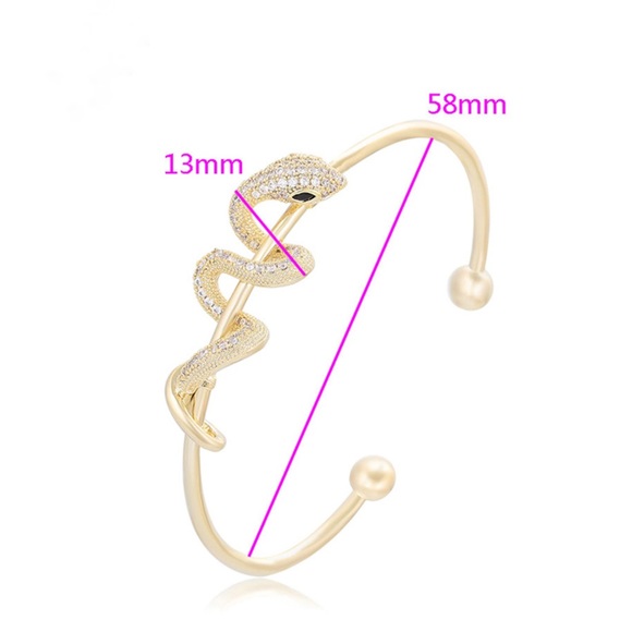 14K Gold Plated Snake Cuff Adjustable Bracelet Waterproof Jewelry - Picture 11 of 15